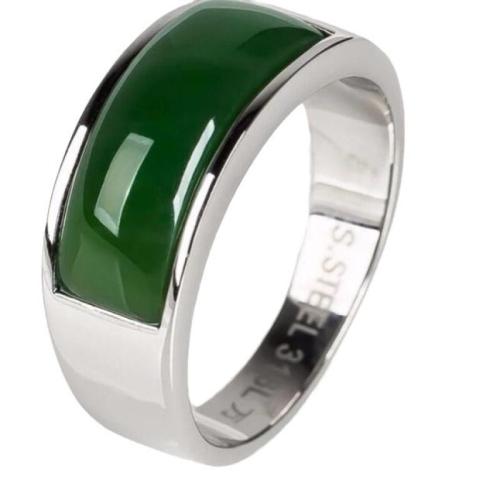 Anillo de dedo de latón, metal, con Hetian Jade, Joyería & para mujer, tamaño:7, Vendido por UD