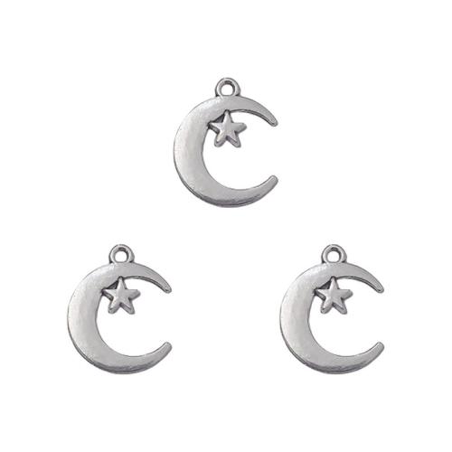 Zinc Alloy Pendants Moon and Star antique silver color plated DIY nickel lead & cadmium free Approx Sold By Bag