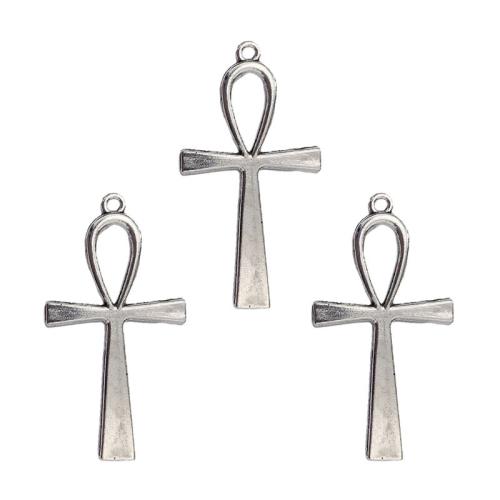 Zinklegering Cross Hangers, Zinc Alloy, Oversteken, antiek zilver plated, DIY, nikkel, lood en cadmium vrij, 28x54mm, 100pC's/Bag, Verkocht door Bag