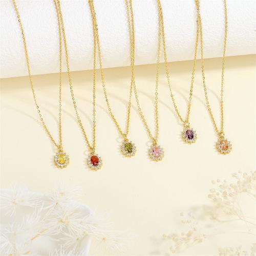 Cubic Zircon Micro Pave Brass Necklace with 5CM extender chain gold color plated micro pave cubic zirconia & for woman nickel lead & cadmium free Sold By PC