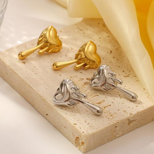 Stainless Steel Stud Earrings 304 Stainless Steel Heart plated for woman Sold By Pair