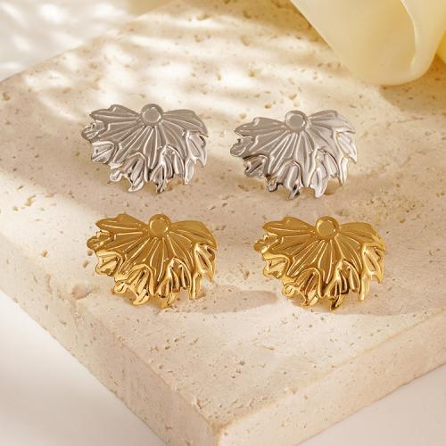 Stainless Steel Stud Earrings, 304 Stainless Steel, Maple Leaf, plated, for woman, more colors for choice, Sold By Pair