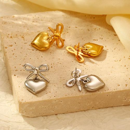 Stainless Steel Drop Earring 304 Stainless Steel Heart plated for woman Sold By Pair