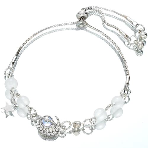 Tibetan Style Bracelet, with Lampwork, fashion jewelry & for woman & with rhinestone, original color, Length:27 cm, Sold By PC