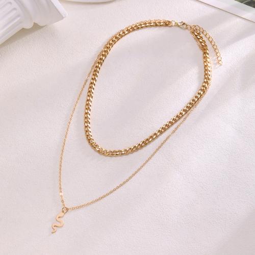 Zinc Alloy Jewelry Necklace plated Double Layer & fashion jewelry & for woman gold Sold By PC