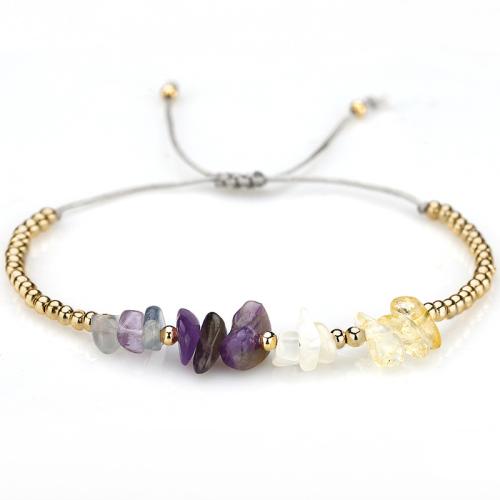 Quartz Bracelets, Amethyst, with Knot Cord & Citrine & Brass, handmade, fashion jewelry & for woman, more colors for choice, Length:16-26 cm, Sold By Set