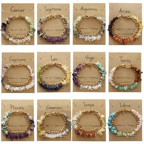 Pulseras de piedras preciosas, metal, con Piedras preciosas, con 5cm extender cadena, hecho a mano, Doble capa & Joyería & diferentes materiales para la opción & para mujer, longitud 17 cm, Vendido por UD