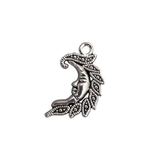 Tibetan Style Moon Pendants, antique silver color plated, DIY, original color, 100PCs/Lot, Sold By Lot