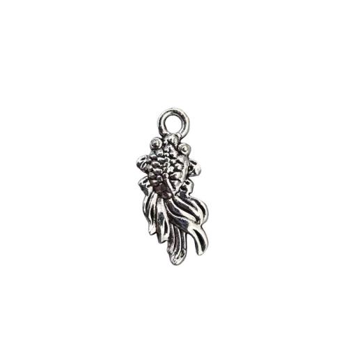 Pendentifs animaux en alliage de zinc, poisson rouge, Plaqué de couleur d'argent, DIY, couleur originale, 200PC/lot, Vendu par lot