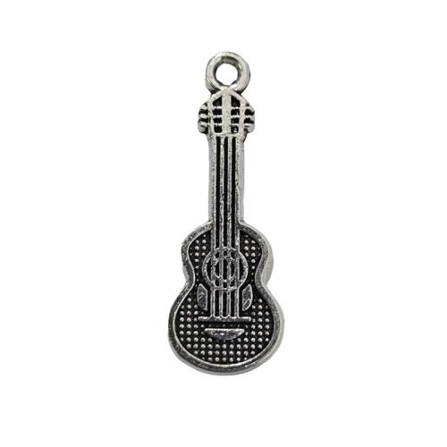 Instrument de musique en forme de pendentifs en alliage de Zinc, guitare, Placage, DIY, couleur originale, 100PC/lot, Vendu par lot