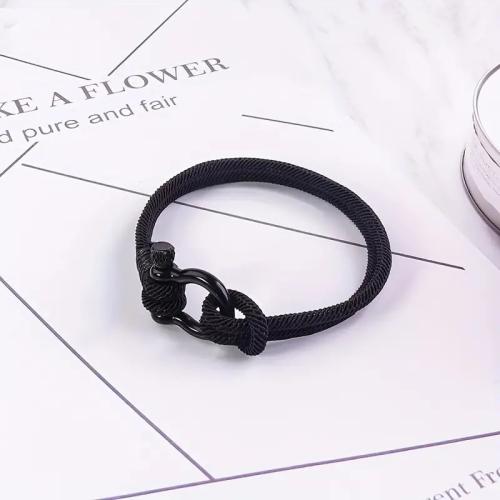 Stainless Steel Jewelry Bracelet 304 Stainless Steel with Milan Cord for man black Length Approx 21 cm Sold By PC