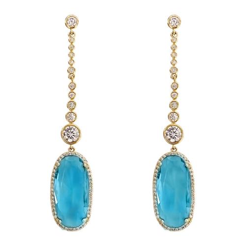 Boucles d'oreilles en laiton zircon cubique pavent, bijoux de mode & pavé de micro zircon & pour femme, plus de couleurs à choisir, 50x9.50mm, Vendu par paire