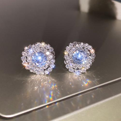 Boucles d'oreilles en laiton zircon cubique pavent, bijoux de mode & pavé de micro zircon & pour femme, 12mm, Vendu par paire