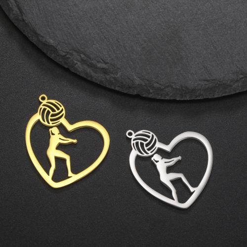 Stainless Steel Heart Pendants 304 Stainless Steel Vacuum Ion Plating DIY Sold By PC