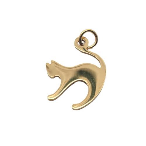 Aço inoxidável animal Pingentes, Aço inoxidável 304, Gato, DIY, dourado, 18.50x14.50mm, vendido por PC