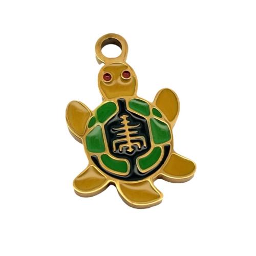 Stainless Steel Animal Pendants, 316 Stainless Steel, Turtle, DIY & enamel, 17x11mm, Sold By PC