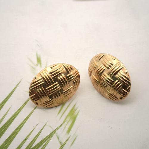 Stainless Steel Earring Stud Component, 304 Stainless Steel, DIY, golden, 20x15mm, Sold By Pair