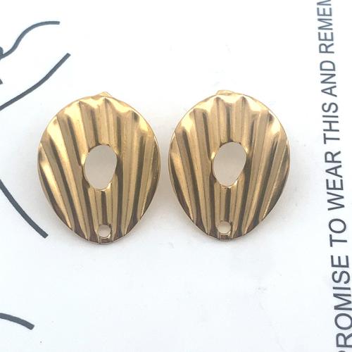 Stainless Steel Earring Stud Component, 304 Stainless Steel, DIY, golden, 22x18mm, Sold By PC