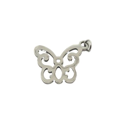 Stainless Steel Animal Pendants, 304 Stainless Steel, Butterfly, DIY, original color, 16x15mm, Sold By PC