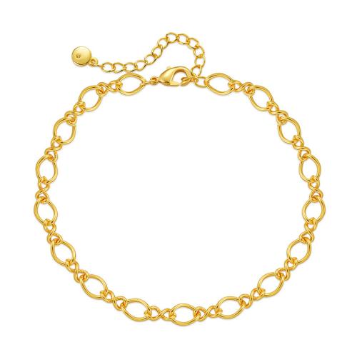 Brass Anklet, with 6cm extender chain, fashion jewelry & for woman, golden, Length:Approx 21.3 cm, Sold By PC