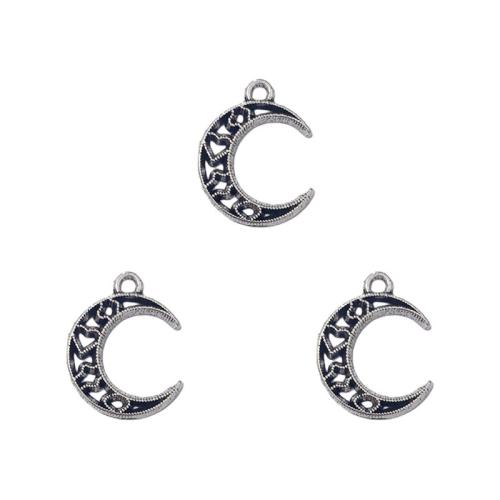 Zinc Alloy Moon Pendants antique silver color plated DIY nickel lead & cadmium free Approx Sold By Bag