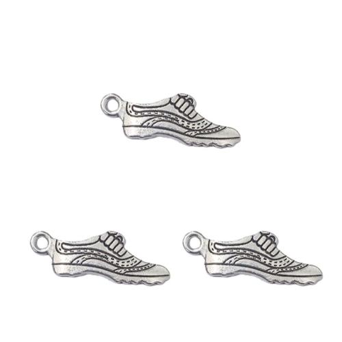 Pendentifs de chaussures en alliage de zinc, Plaqué de couleur d'argent, DIY, protéger l'environnement, sans nickel, plomb et cadmium, 24x9mm, Environ 100PC/sac, Vendu par sac