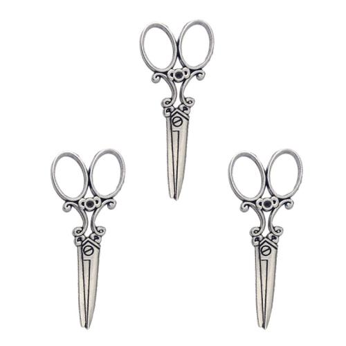 Tibetan Style Scissors Pendants, plated, DIY, more colors for choice, nickel, lead & cadmium free, 25x60mm, Approx 100PCs/Bag, Sold By Bag