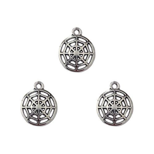 Tibetan Style Pendants, Spider Web, antique silver color plated, DIY, nickel, lead & cadmium free, 14x17mm, Approx 100PCs/Bag, Sold By Bag