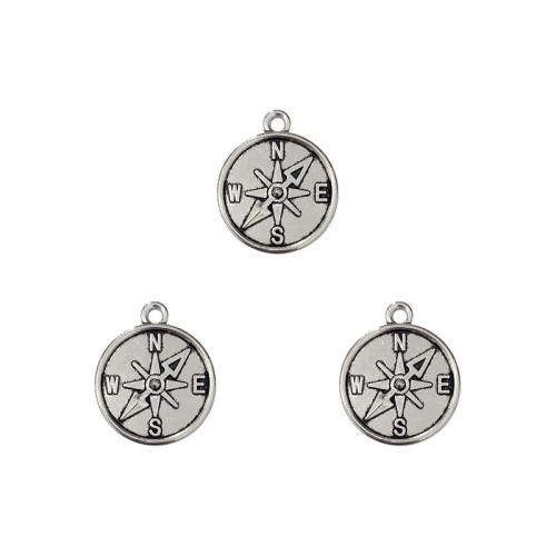 Tibetan Style Pendants, Compass, antique silver color plated, DIY, nickel, lead & cadmium free, 20x23mm, Approx 100PCs/Bag, Sold By Bag