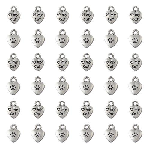 Zinklegierung Herz Anhänger, antik silberfarben plattiert, DIY, frei von Nickel, Blei & Kadmium, 8x12mm, ca. 100PCs/Tasche, verkauft von Tasche