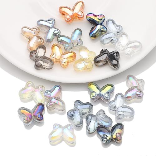 Fashion Glasperler, Glas, Butterfly, du kan DIY, flere farver til valg, 10x14mm, 20pc'er/Bag, Solgt af Bag