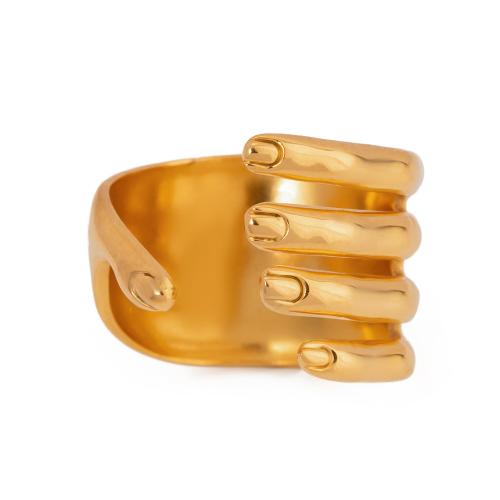 Vinger Ring in edelstaal, 304 roestvrij staal, gold plated, mode sieraden, gouden, Verkocht door PC