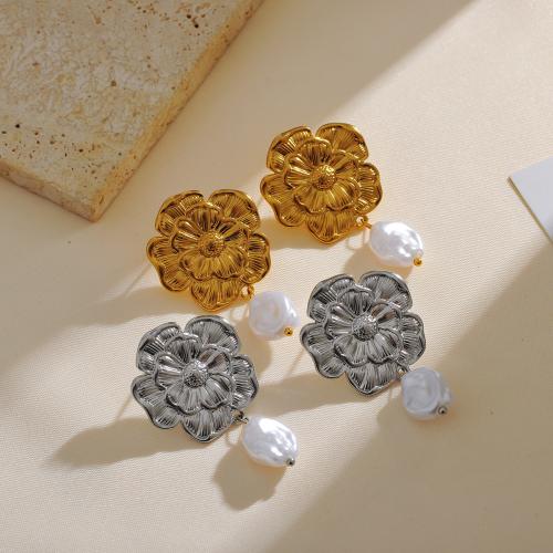 Boucle d'oreille goutte inox, Acier inoxydable 304, avec perle de plastique, Placage, bijoux de mode, plus de couleurs à choisir, 10x42mm, Vendu par paire