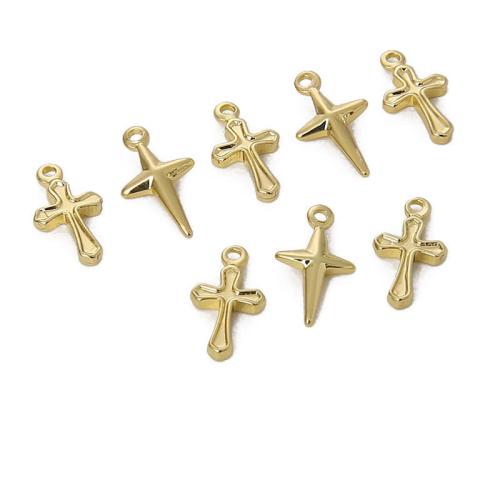 Laiton Pendentifs Croix, Placage, DIY & styles différents pour le choix, doré, 10PC/sac, Vendu par sac