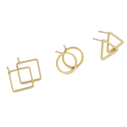 Brass Stud Earring, plated, different styles for choice & for woman, golden, 2PCs/Bag, Sold By Bag