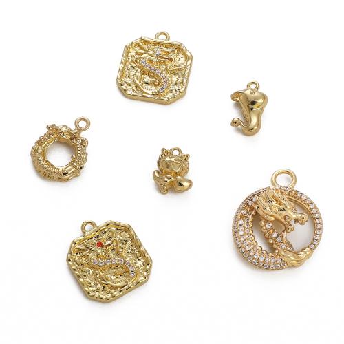 Cubic Zirconia Micro Pave Brass Pendant plated DIY & micro pave cubic zirconia golden Sold By PC