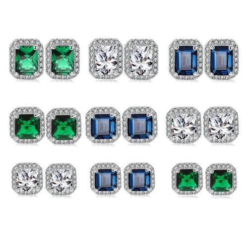 Cubic Zirconia Micro Pave Brass Earring plated & micro pave cubic zirconia & for woman Sold By Pair