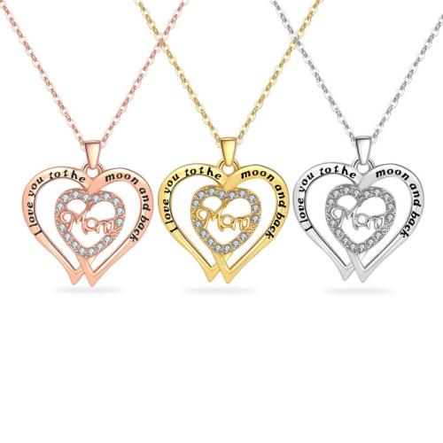 Cubic Zircon Micro Pave Brass Necklace with 5CM extender chain Heart plated micro pave cubic zirconia & for woman Length Approx 45 cm Sold By PC