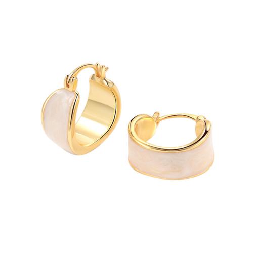 Pendientes de Palanca Hacia Atrás en Latón, metal, chapado, para mujer & esmalte, dorado, 18.40x21.70mm, Vendido por Par