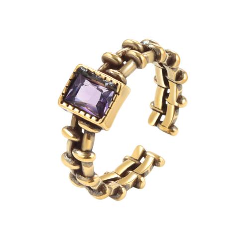 Cubic Zirconia Micro Pave Brass Ring, plated, micro pave cubic zirconia & for woman, golden, Sold By PC