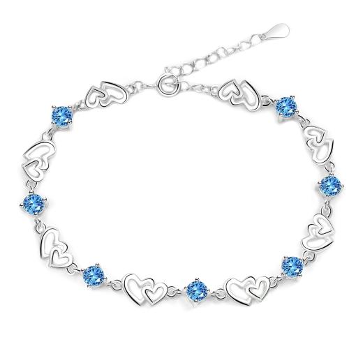 Bracelet cubique en laiton zircon pavent, avec 3CM chaînes de rallonge, Placage, pavé de micro zircon & pour femme, plus de couleurs à choisir, Longueur:Environ 15.5 cm, Vendu par PC