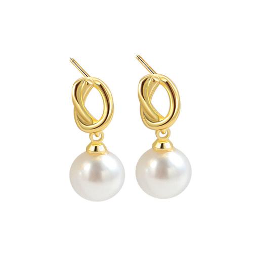 Brass Stud Earring, with Plastic Pearl, plated, for woman, more colors for choice, 9.80x24.50mm, Sold By Pair