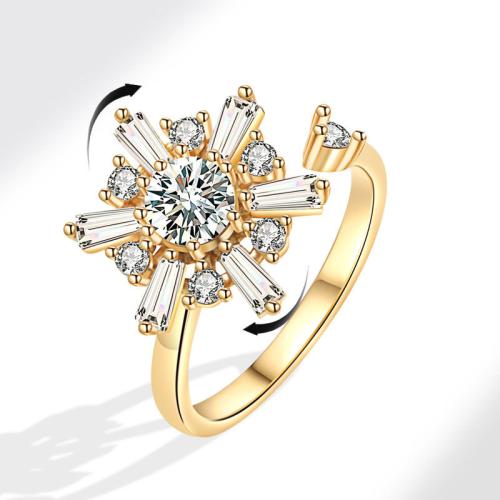 Cubic Zirconia Micro Pave Brass Ring plated micro pave cubic zirconia & for woman golden Sold By PC