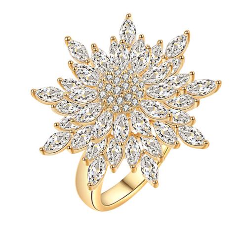 Cubic Zirconia Micro Pave Brass Ring, plated, micro pave cubic zirconia & for woman, golden, Sold By PC