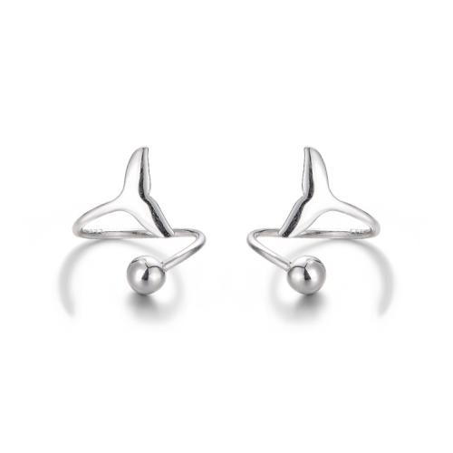 925 Sterling Silver Stud Earrings, plated, for woman, silver color, Sold By Pair