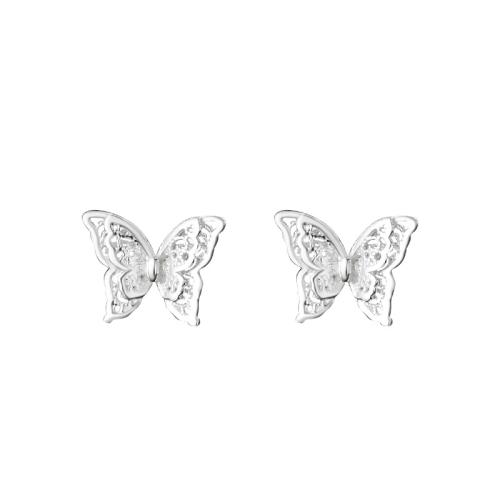 925 Sterling Silver Stud Earrings, for woman, silver color, Sold By Pair