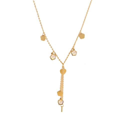 304 Stainless Steel Necklace, with Glass Rhinestone, with 2inch extender chain, gold color plated, oval chain & different styles for choice & for woman, Length:Approx 15.7 Inch, Sold By PC