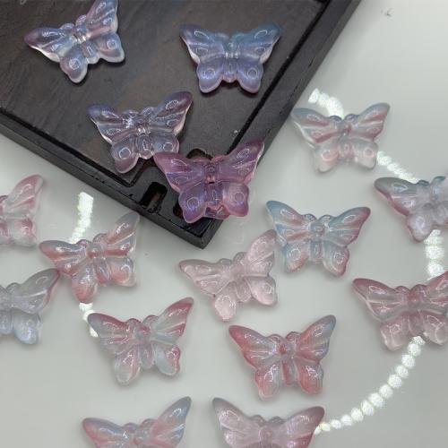 Accesorios para el cabello DIY de, Cristal de murano, Mariposa, barniz de secado al horno, Bricolaje, más colores para la opción, 15x20mm, Vendido por UD