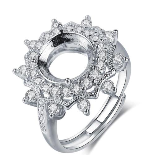 Tibetan Style Finger Ring Setting, Adjustable & DIY & different styles for choice & with rhinestone, silver color, Sold By PC