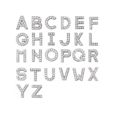 Jewelry Accessories Zinc Alloy Alphabet Letter DIY & with rhinestone silver color Inner aperture 18mm Sold By PC